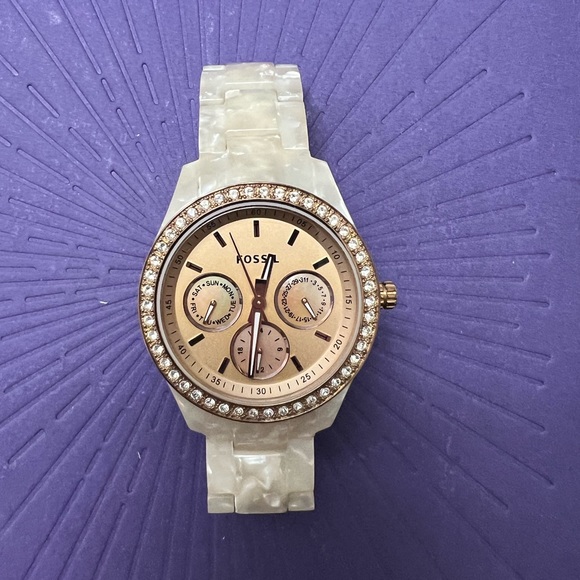 Mother of Pearl fossil watch - Picture 1 of 3